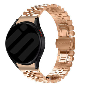 Jubilee Steel Strap, rose gold, on a watch, 3/4 front view