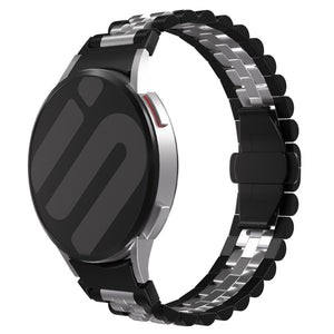 Jubilee Steel Strap, black/silver, on a watch, 3/4 front view