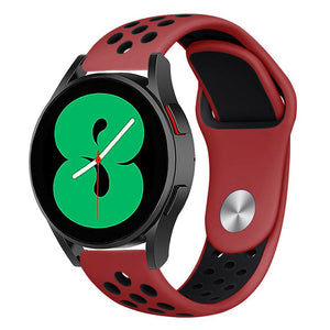 Silicone Sport Strap, red/black, on a watch, 3/4 front view