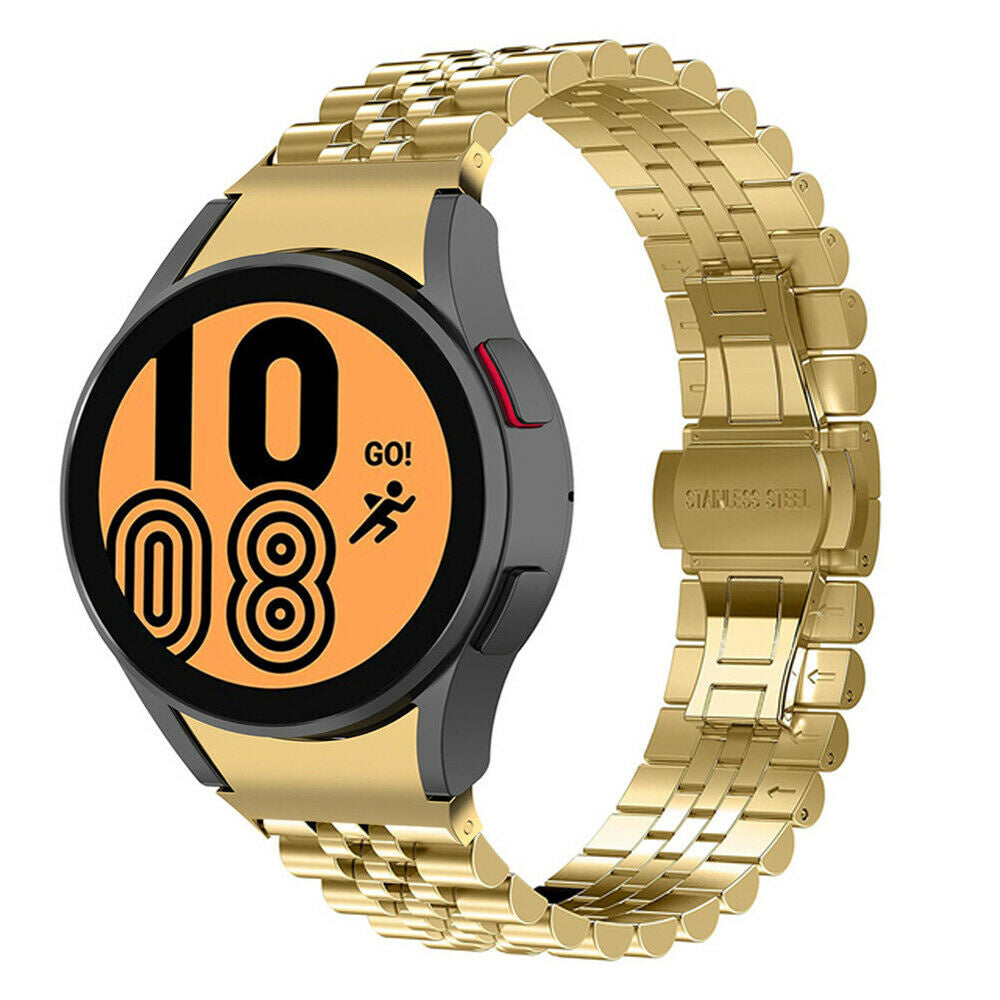 Jubilee Steel Strap, gold, on a watch, 3/4 front view