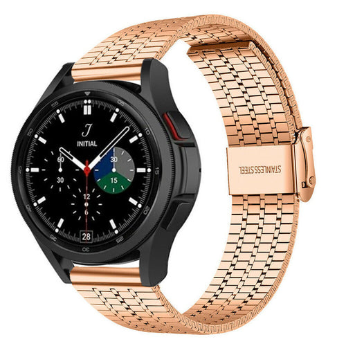 Fine Steel Strap, rose gold, on a watch, 3/4 front view