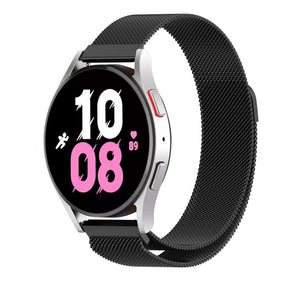 Milanese Strap, black, on a watch, 3/4 front view