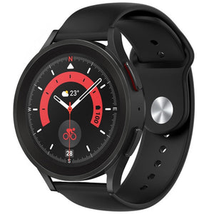 Silicone Sport Strap, black, on a watch, 3/4 front view
