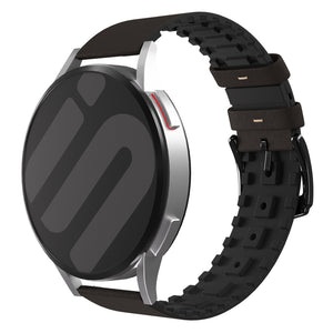 Leather Hybrid Strap, brown, on a watch, 3/4 front view