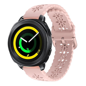Patterned Silicone Strap, pink, on a watch, 3/4 front view