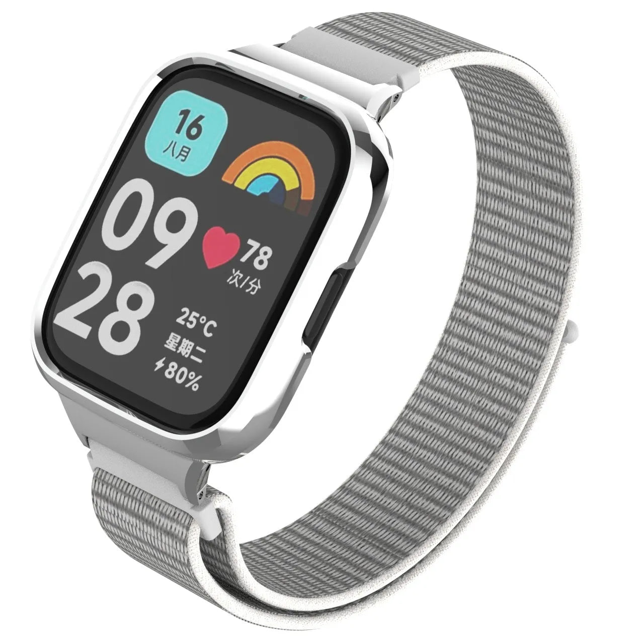 Nylon Strap, seashell, on a watch, 3/4 front view