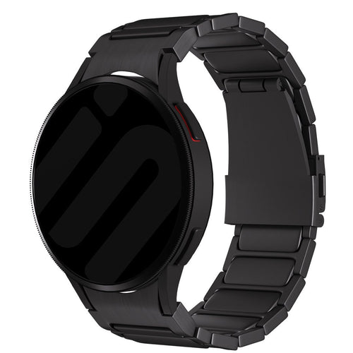 Titanium Strap 'One Push', black, on a watch, 3/4 front view