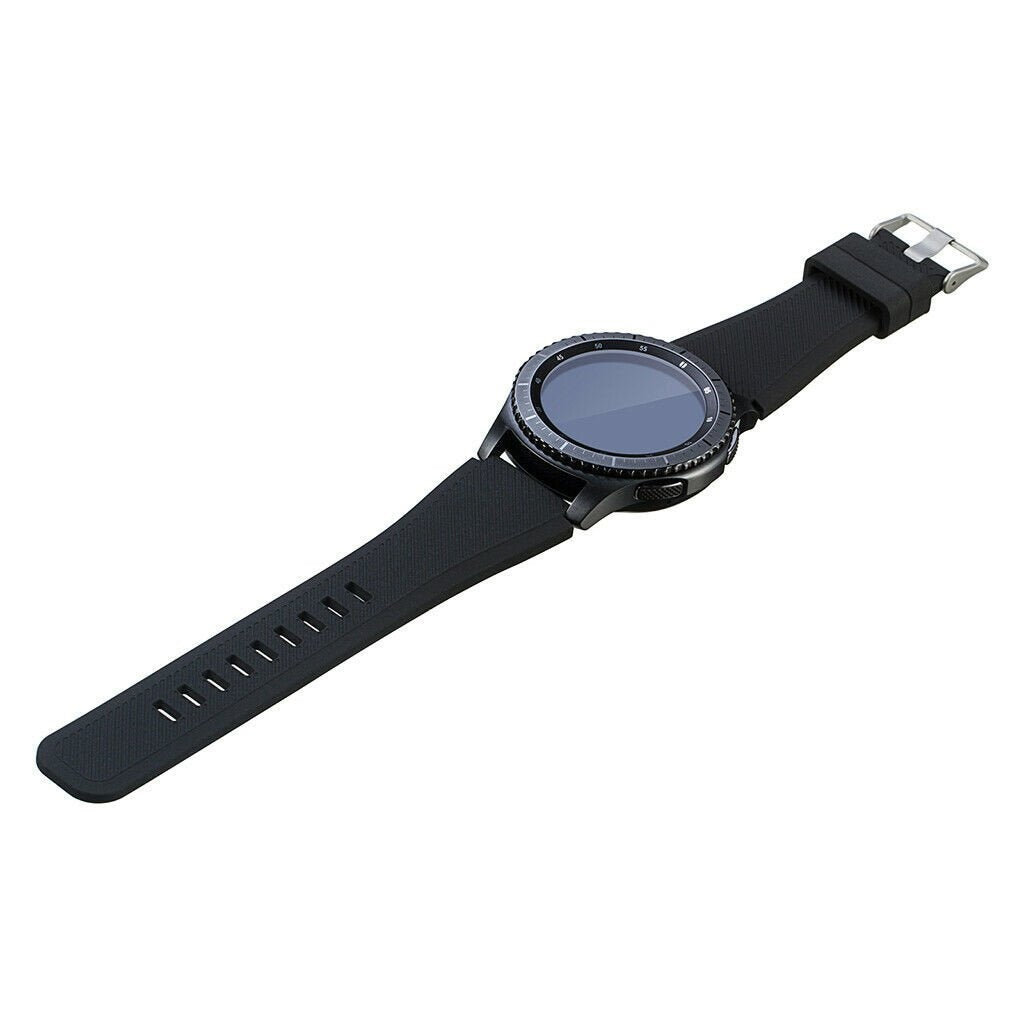 Twill Silicone Strap, black, on a watch, 3/4 front view