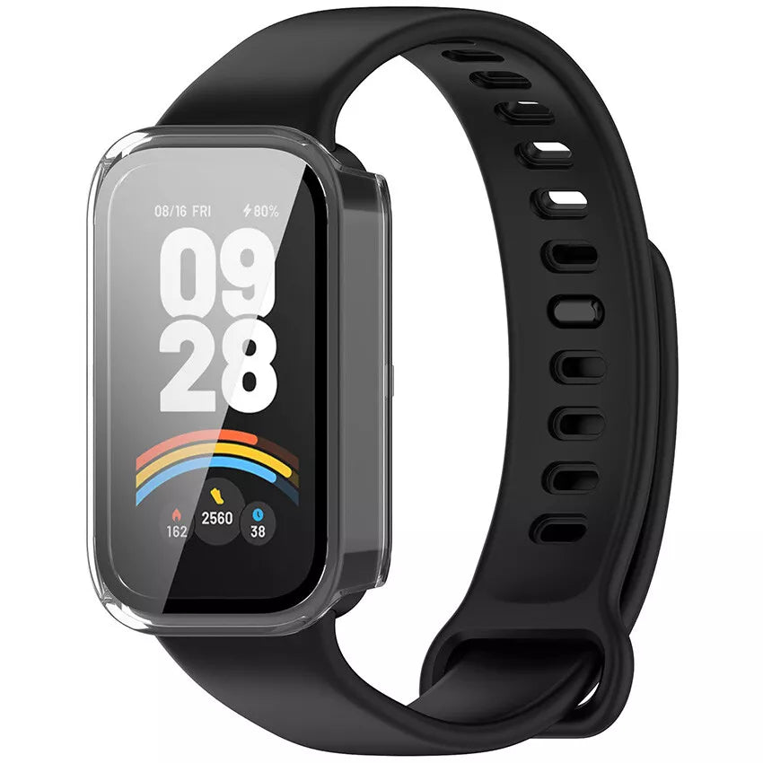 Coque rigide avec verre pour Xiaomi Smart Band 9 Active (transparent)