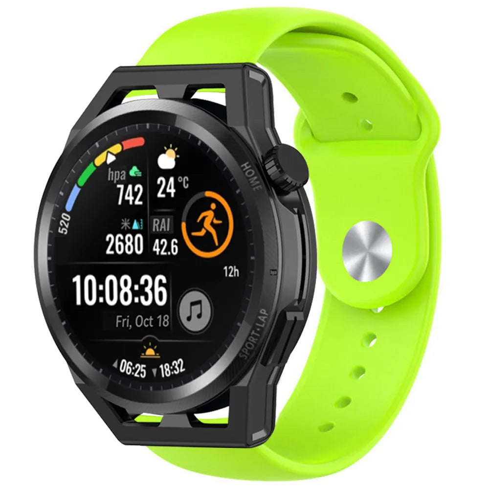 Silicone Sport Strap, on a watch, 3/4 front view
