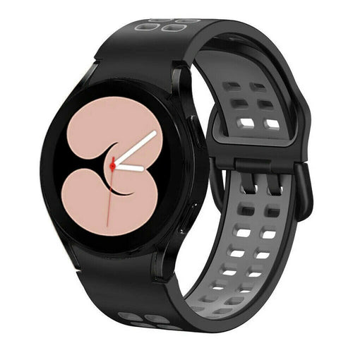 Silicone Squared Sport Strap, black/grey, on a watch, 3/4 front view