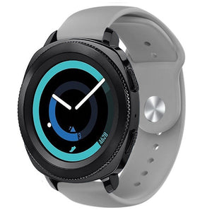 Silicone Sport Strap, grey, on a watch, 3/4 front view