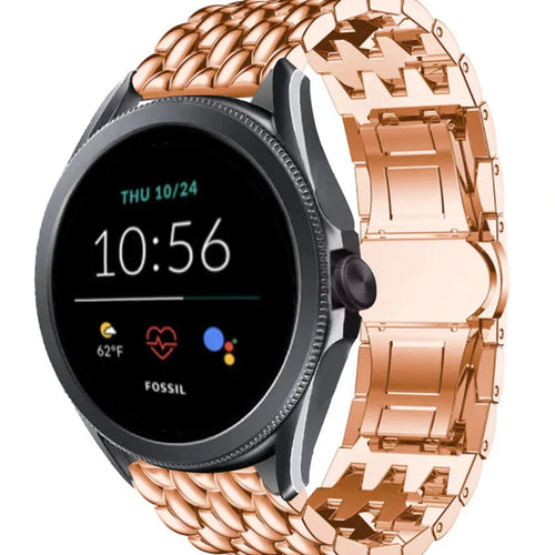 Steel Dragon Strap, rose gold, on a watch, 3/4 front view