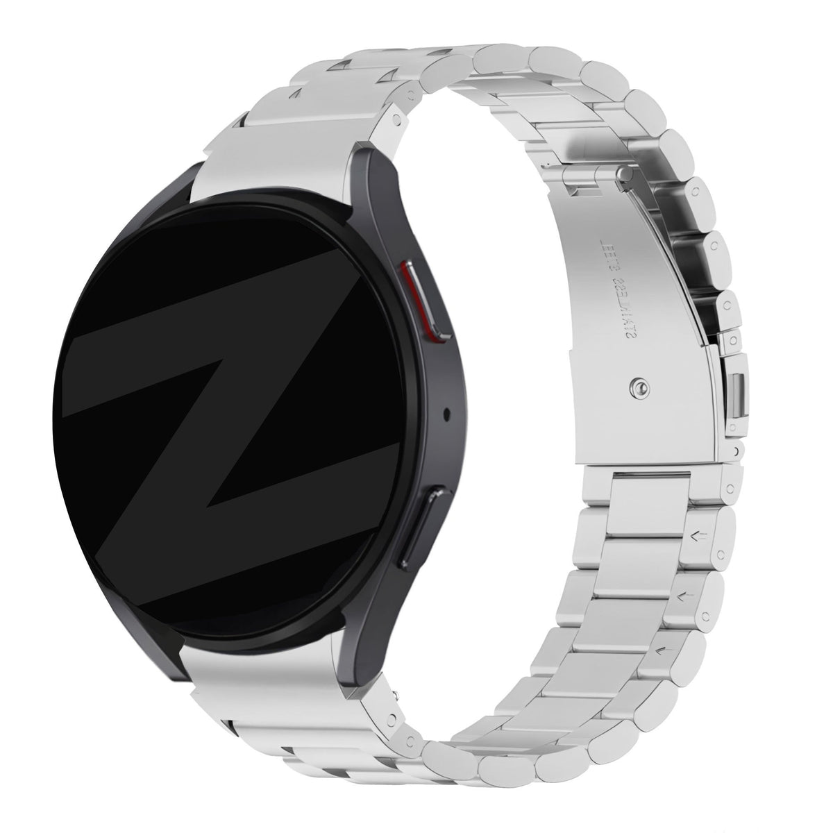 Steel Strap 'Classic', silver, on a watch, 3/4 front view