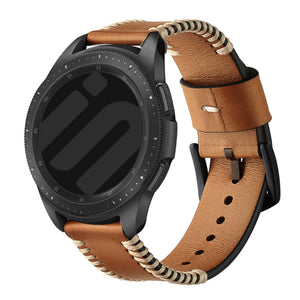 Bracelet en cuir cousu Huawei Watch GT 3 42mm (brun) 