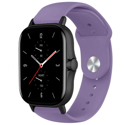 Silicone Sport Strap, lilac, on a watch, 3/4 front view