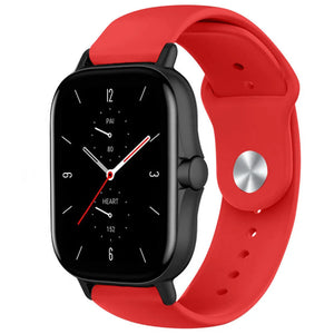 Silicone Sport Strap, red, on a watch, 3/4 front view