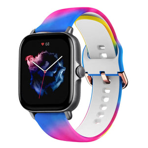 Print Silicone Strap, on a watch, 3/4 front view