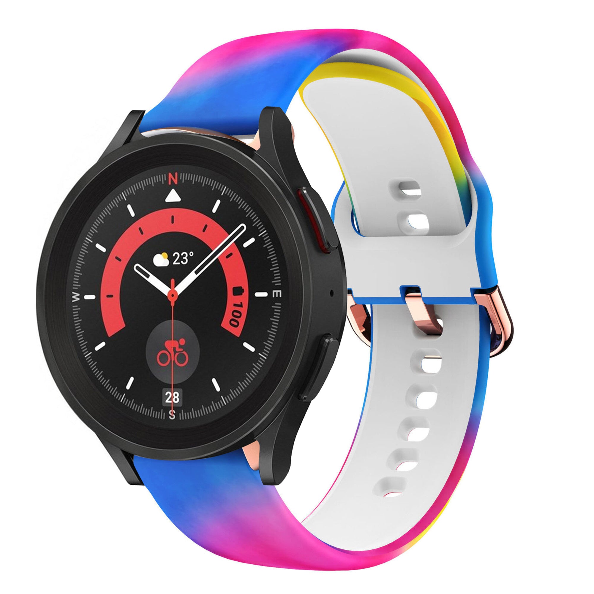 Print Silicone Strap, on a watch, 3/4 front view