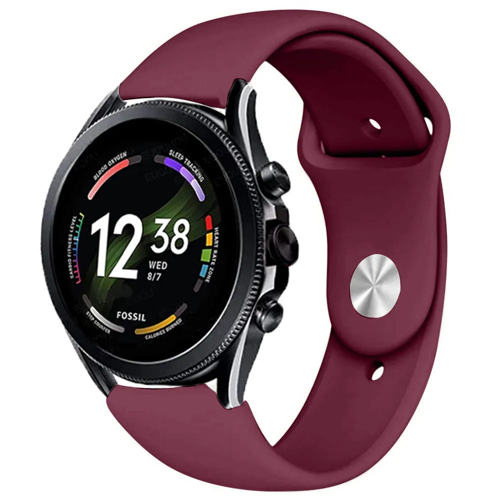 Silicone Sport Strap, on a watch, 3/4 front view