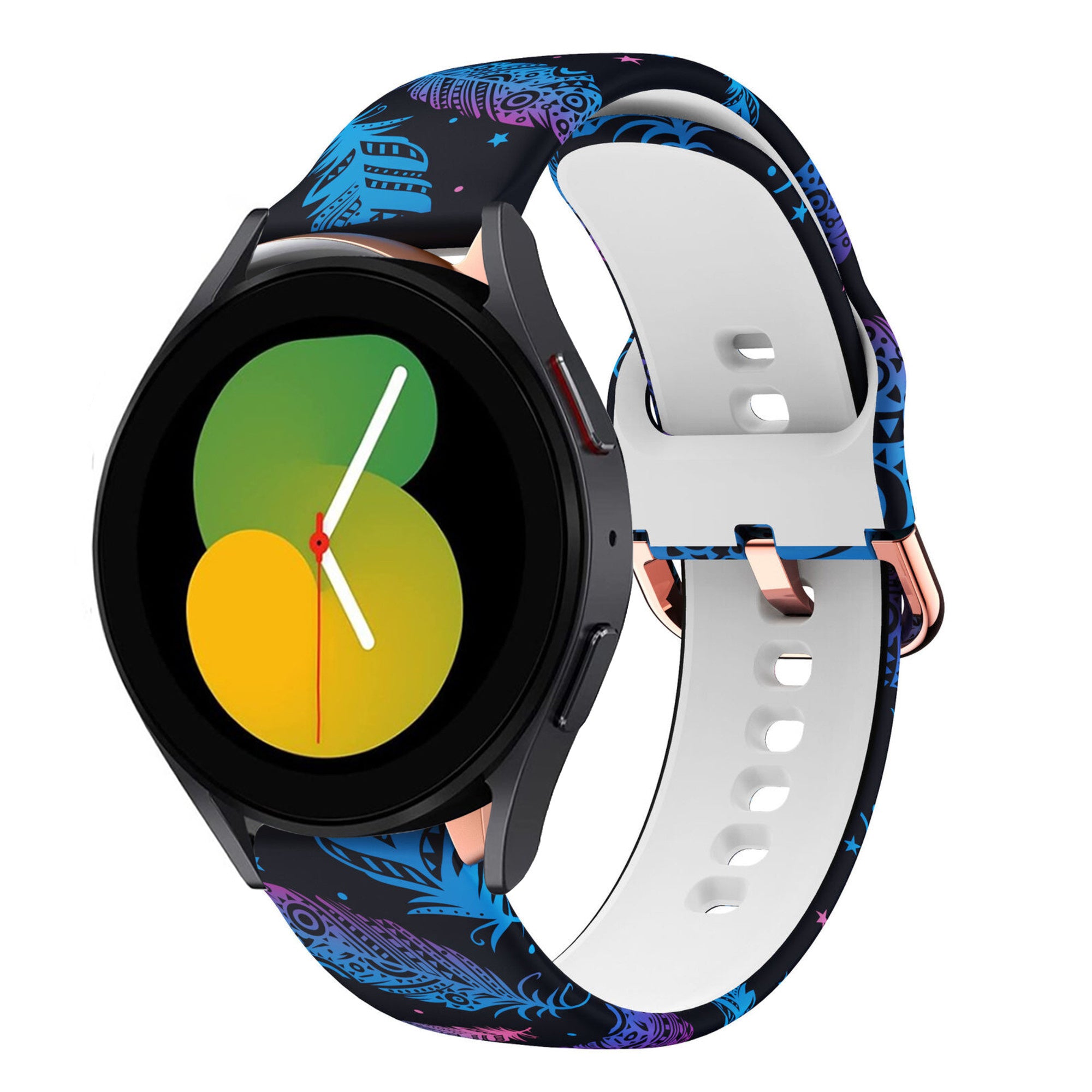 Print Silicone Strap, on a watch, 3/4 front view