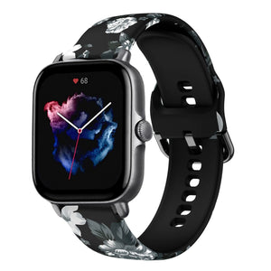 Print Silicone Strap, on a watch, 3/4 front view