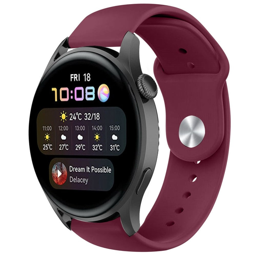 Silicone Sport Strap, on a watch, 3/4 front view