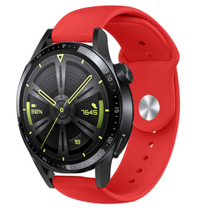 Silicone Sport Strap, red, on a watch, 3/4 front view