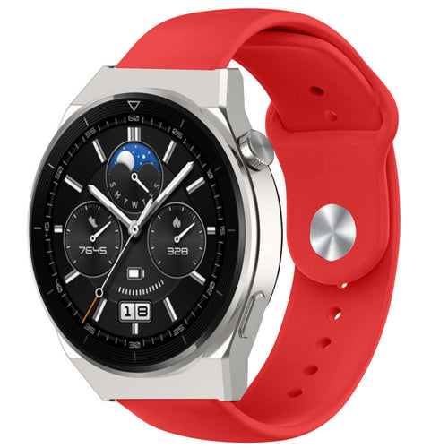 Silicone Sport Strap, red, on a watch, 3/4 front view