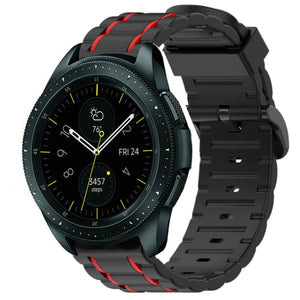 Silicone Strap 'Tough', black/red, on a watch, 3/4 front view