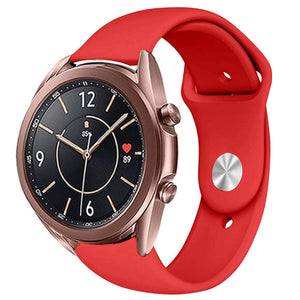 Silicone Sport Strap, red, on a watch, 3/4 front view