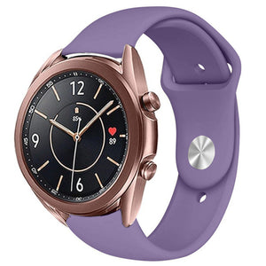 Silicone Sport Strap, lilac, on a watch, 3/4 front view
