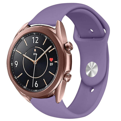 Silicone Sport Strap, lilac, on a watch, 3/4 front view
