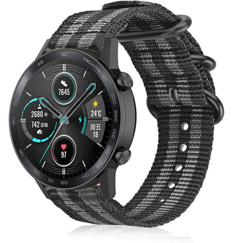 Bracelet nylon avec boucle Honor Magic Watch 2 (noir/gris)