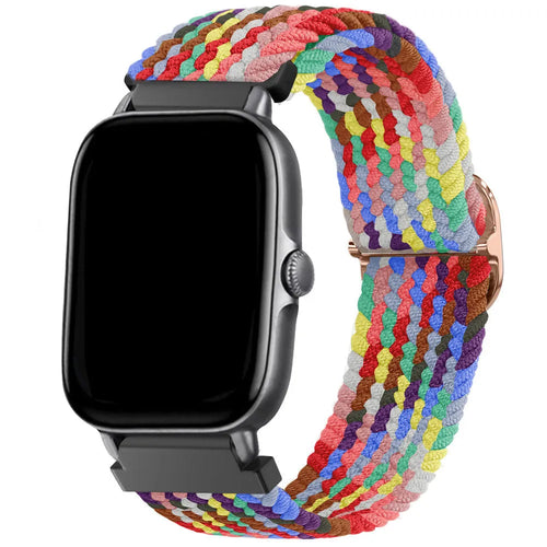 Nylon Adjustable Braided Strap, colourful, on a watch, 3/4 front view