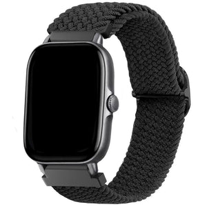 Nylon Adjustable Braided Strap, black, on a watch, 3/4 front view