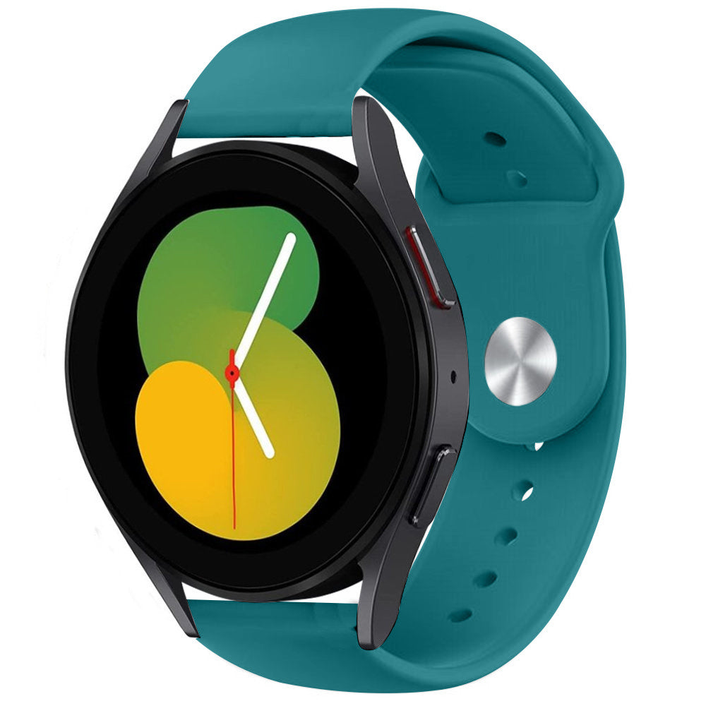 Silicone Sport Strap, green-blue, on a watch, 3/4 front view