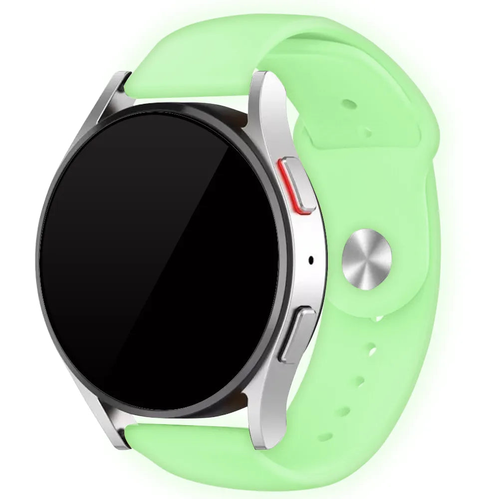 Silicone Glow in the Dark Strap, lime, on a watch, 3/4 front view
