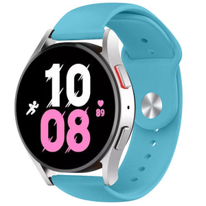Silicone Sport Strap, light blue, on a watch, 3/4 front view
