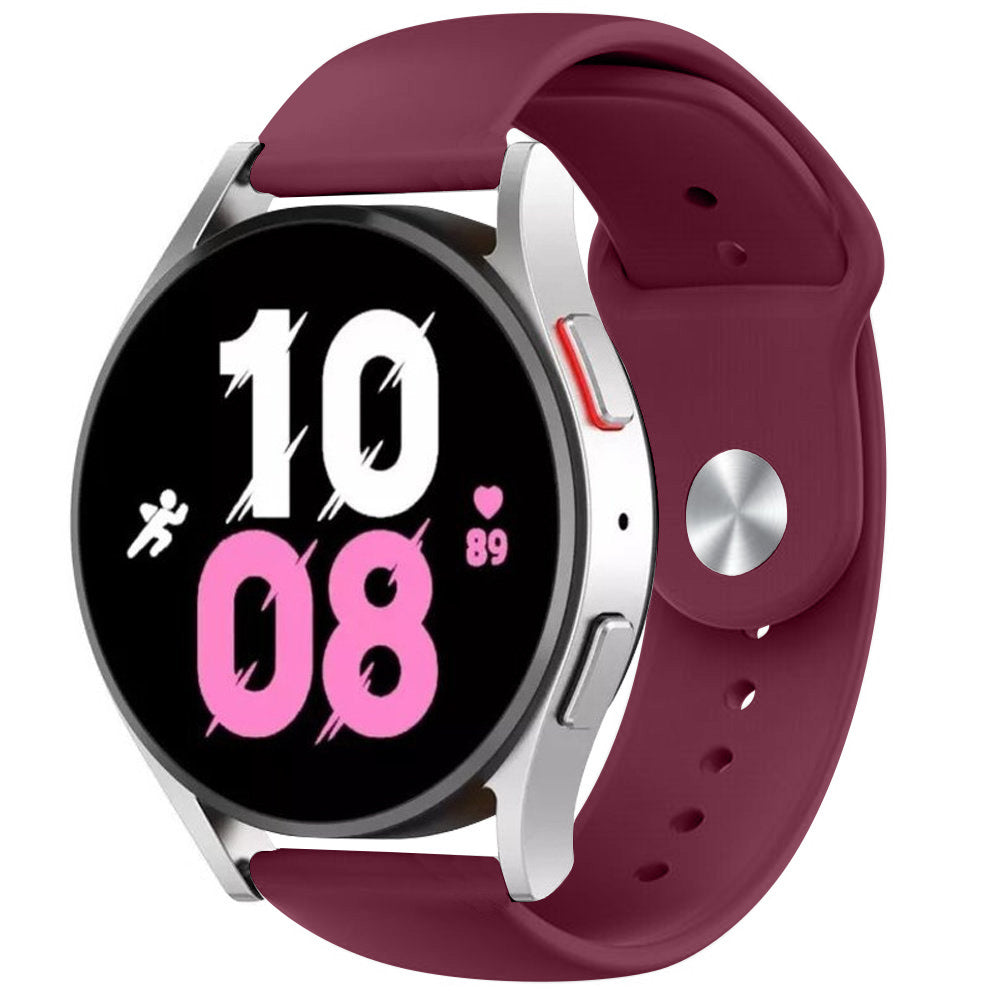 Silicone Sport Strap, burgundy, on a watch, 3/4 front view