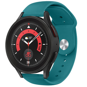 Silicone Sport Strap, green-blue, on a watch, 3/4 front view