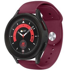 Silicone Sport Strap, burgundy, on a watch, 3/4 front view