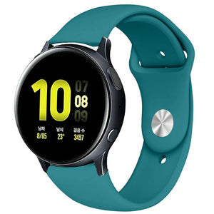 Silicone Sport Strap, green-blue, on a watch, 3/4 front view