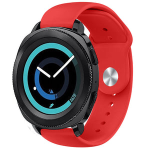 Silicone Sport Strap, red, on a watch, 3/4 front view