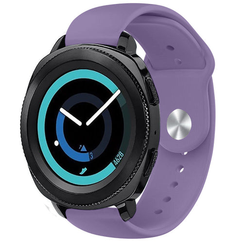 Silicone Sport Strap, lilac, on a watch, 3/4 front view