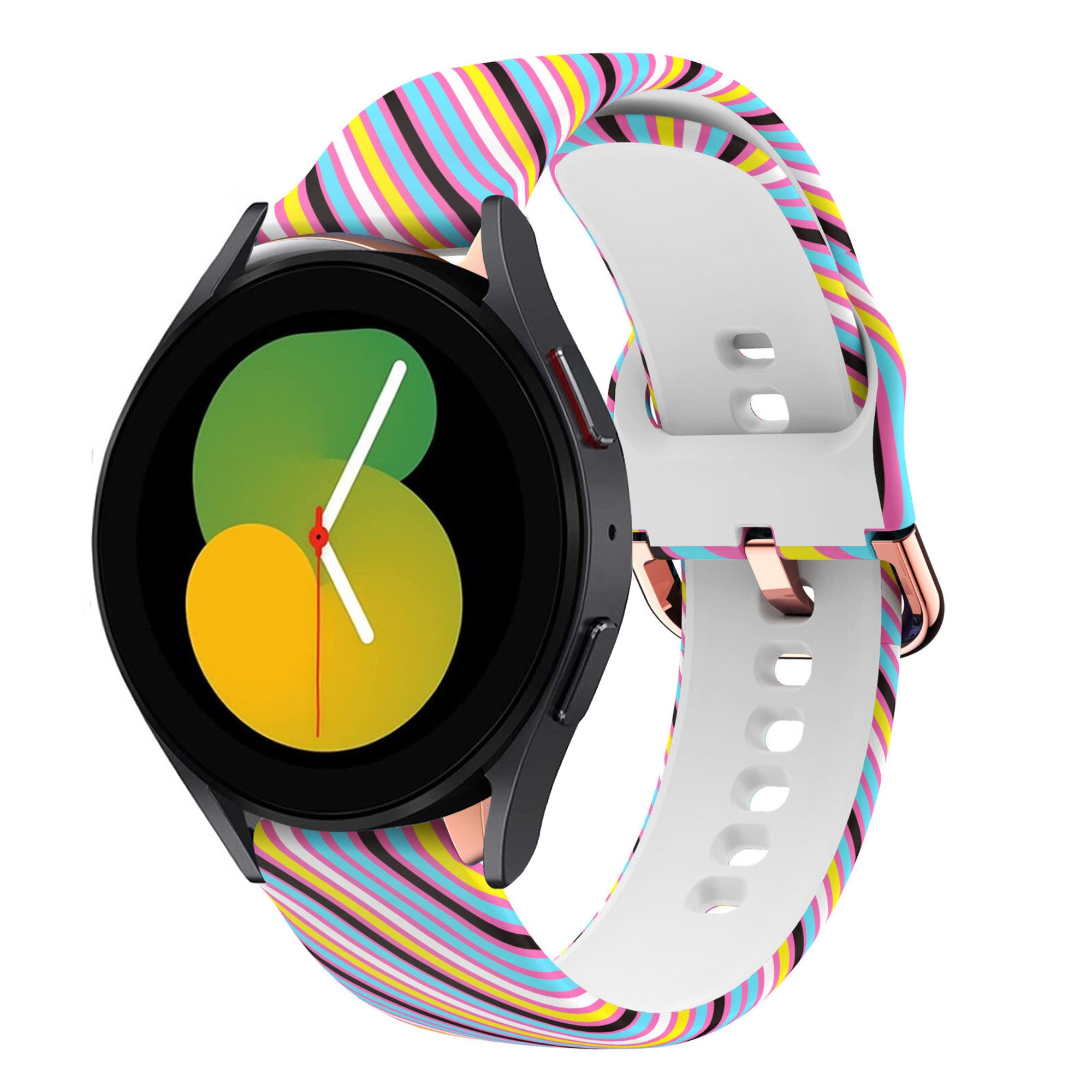Print Silicone Strap, on a watch, 3/4 front view
