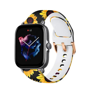 Print Silicone Strap, on a watch, 3/4 front view