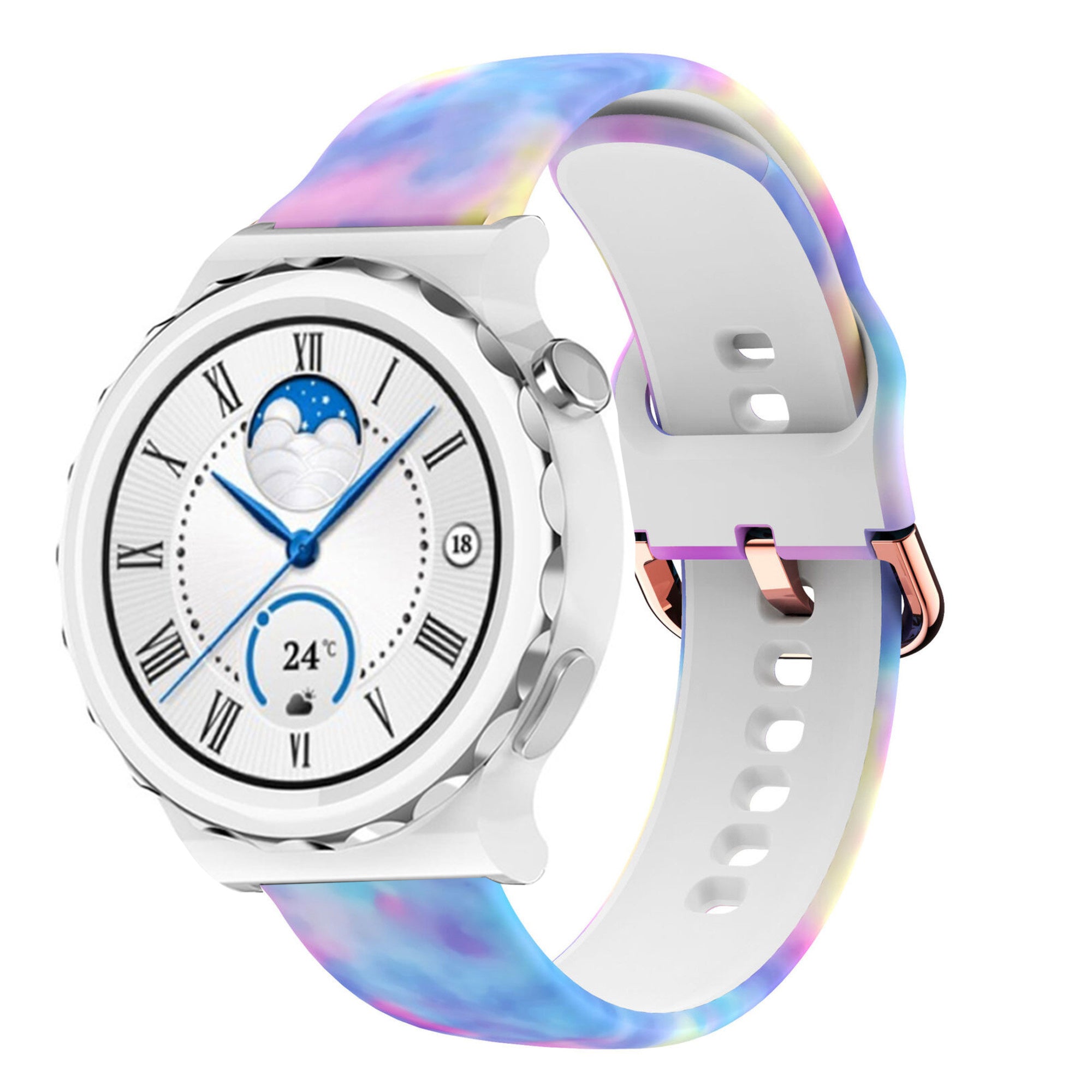 Print Silicone Strap, on a watch, 3/4 front view