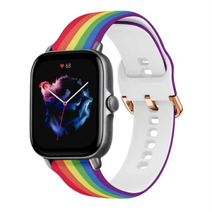 Print Silicone Strap, on a watch, 3/4 front view