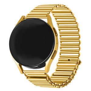 Steel Loop Strap, gold, on a watch, 3/4 front view